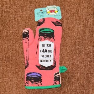 Pink Oven Mitt with Fun Print